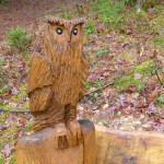 Holzkunst an einer Bank bei der Klarahütte