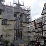 Eingerüstetes Rathaus in Hannoversch Münden